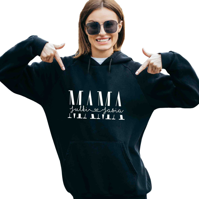 Czarna bluza MAMA imiona dzieci