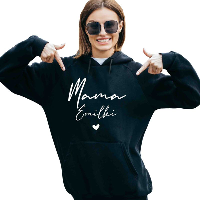 Czarna bluza Serce Mama Imię