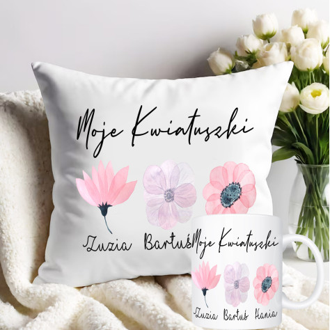 Poduszka kubek moje kwiatuszki