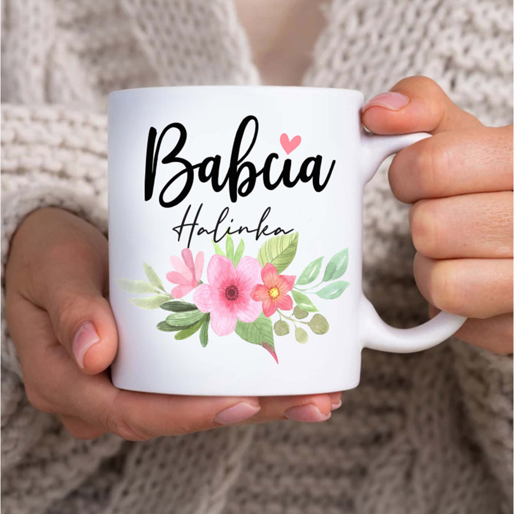 kubek babcia kwiaty imię