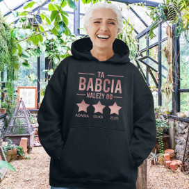 Czarna bluza gwiazdy z imionami wnuków