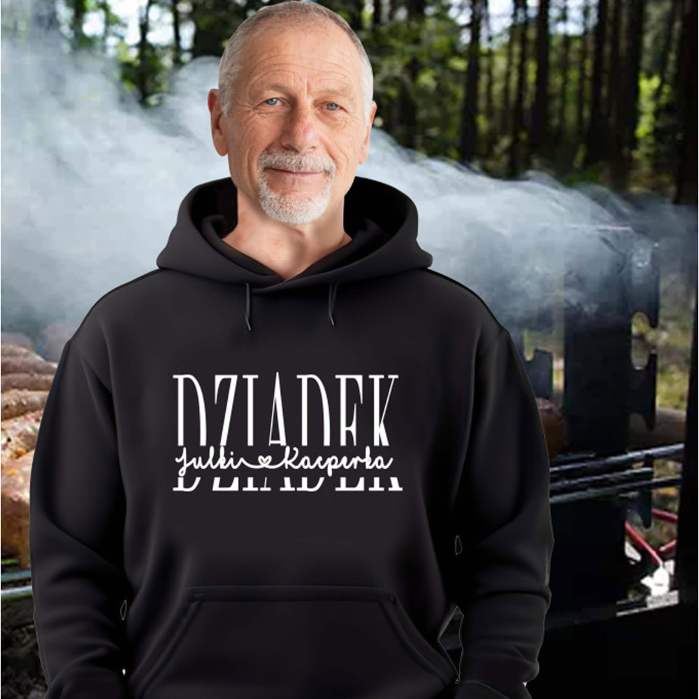 bluza z kapturem dziadek drukowany