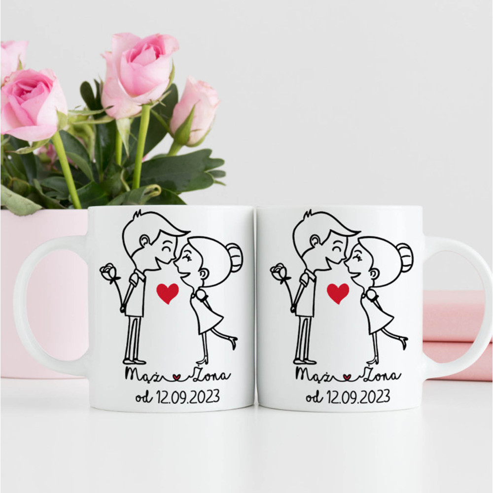 Zestaw Kubków Love Mąż Żona Data