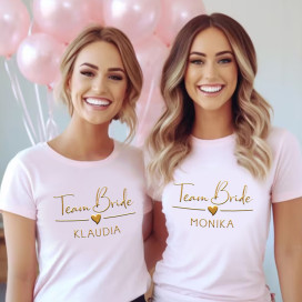 rozowa koszulka team bride personalizacja