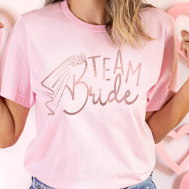 Koszulka Różowa Team Bride Welon Wieczór Panieński