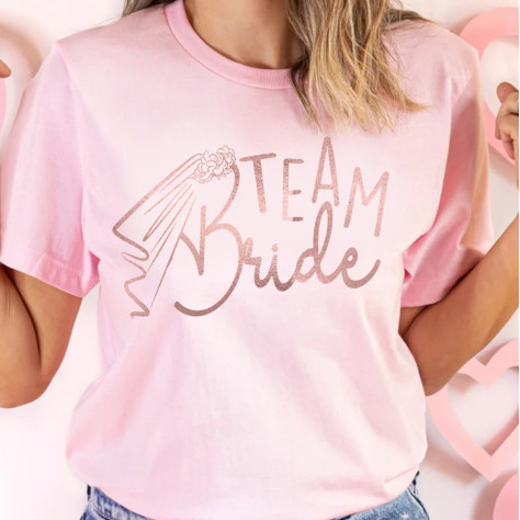 Koszulka Różowa Team Bride Welon Wieczór Panieński