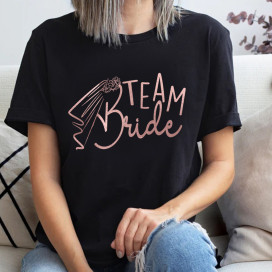 Koszulka Czarna Team Bride Welon Wieczór Panieński